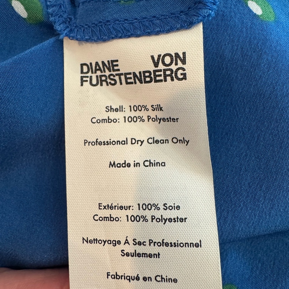 Diane Von Furstenberg Iconic Wrap Maxi Dress- Blue & Green Dot - Picture 6 of 8